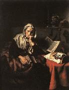 Nicolaes maes Old Woman Dozing USA oil painting artist